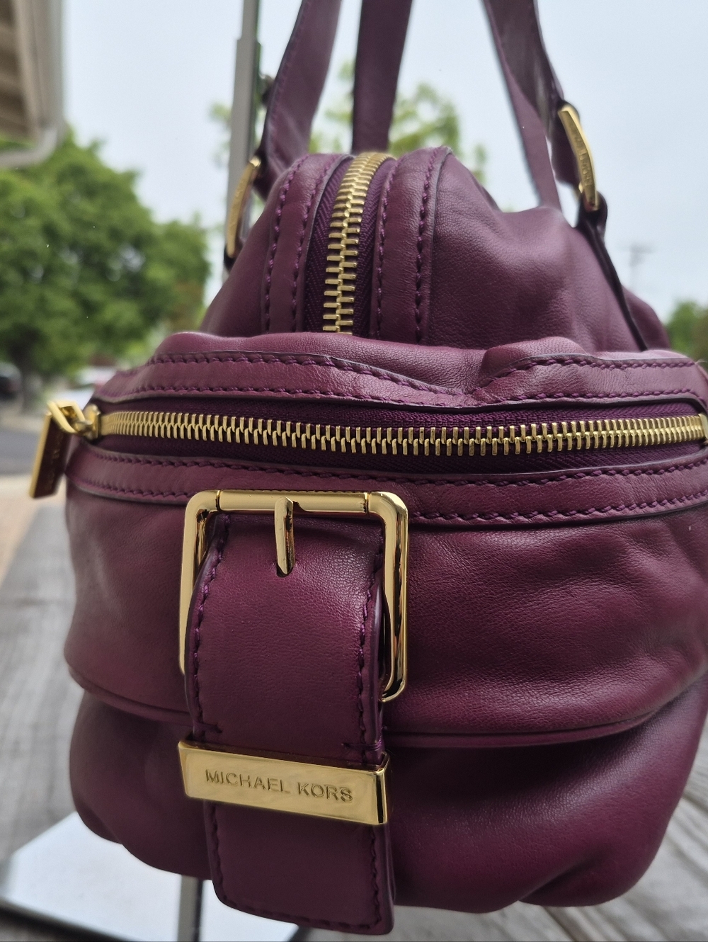 MICHAEL Michael Kors Vintage Mulberry Leather Satchel Shoulder Bag - Picture 4 of 13